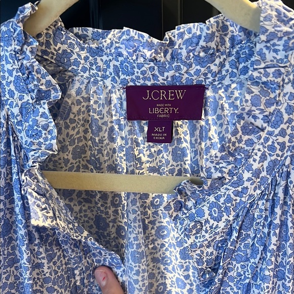 J. Crew Liberty Blue Floral Midi Dress, Size XL Tall - Picture 5 of 13